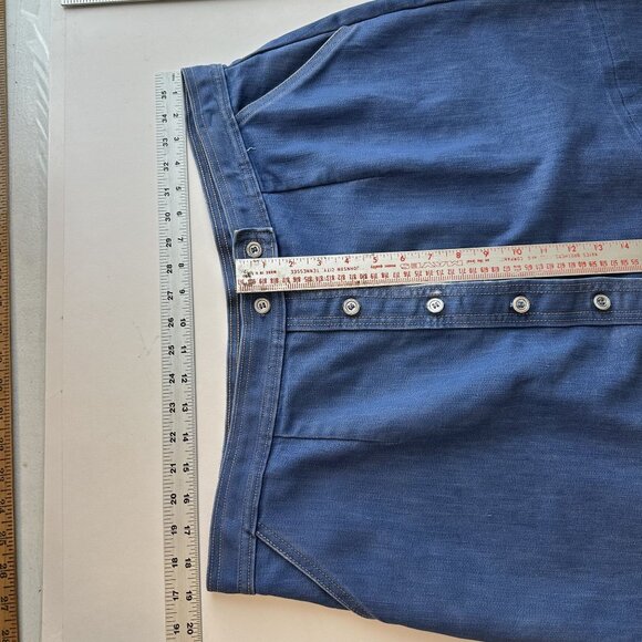 Vintage Womens Denim Skirt 2X 16 Full Button Knee Length Jean Pink Trim Pockets - Picture 3 of 8